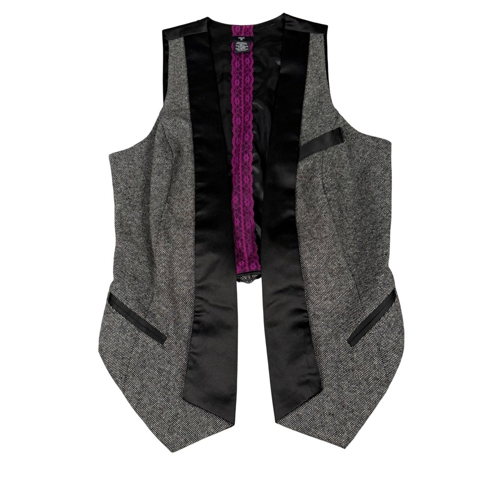 Stoosh Gray Wool Blend Tuxedo Vest Size Medium Y2K Steampunk Goth